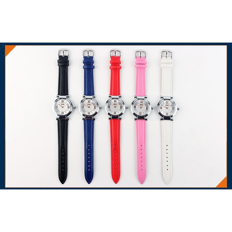 Skmei Casual 9075 Strap Leather Jam Tangan Wanita - Putih