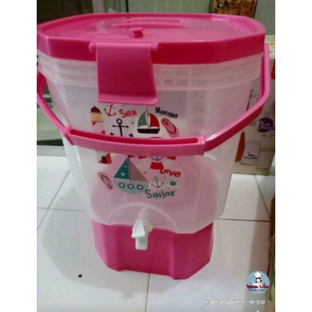 DISPENSER AIR 26 LITER ALIBABA GREEN LEAF / DRINK JAR / TEMPAT MINUM / Ember Keran Kran Cuci Tangan