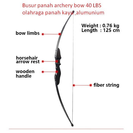 Busur panah archery bow 40 LBS olahraga panah kayu & alumunium