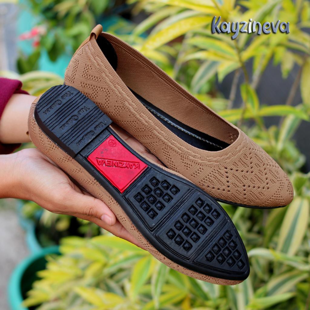 KAYZINEVA | CC35 Sepatu Wanita Rajut Premium Ujung Lancip