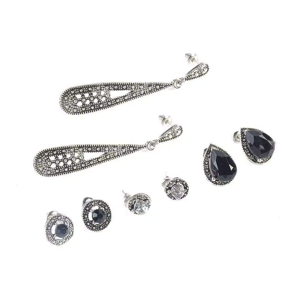 Anting Tusuk Wanita Set Isi 4 Pasang Mode; Kristal DHG2