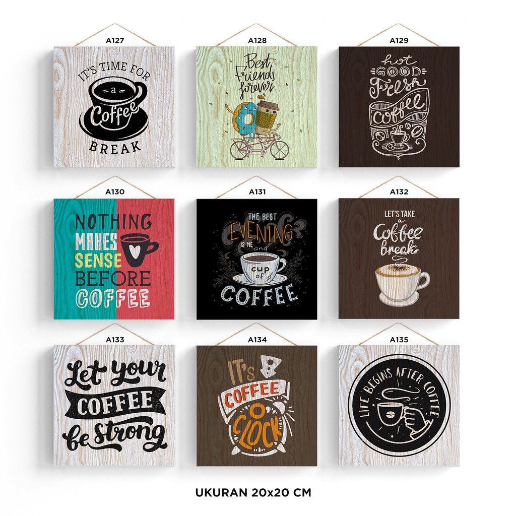 Poster Kopi Coffee Quote Hiasan Dinding Quote Wooden Vintage