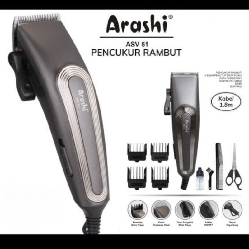 Pencukur Rambut Arashi ASV 51 52 / Hair Clipper / Alat Pangkas Kabel Shaver Cukur