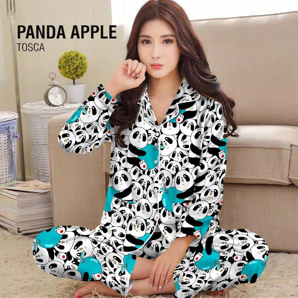 PIYAMA WANITA / BAJU TIDUR WANITA MOTIF LENGAN PANJANG MOTIF KOTAK PP-PP APPLE PANDA TOSCA