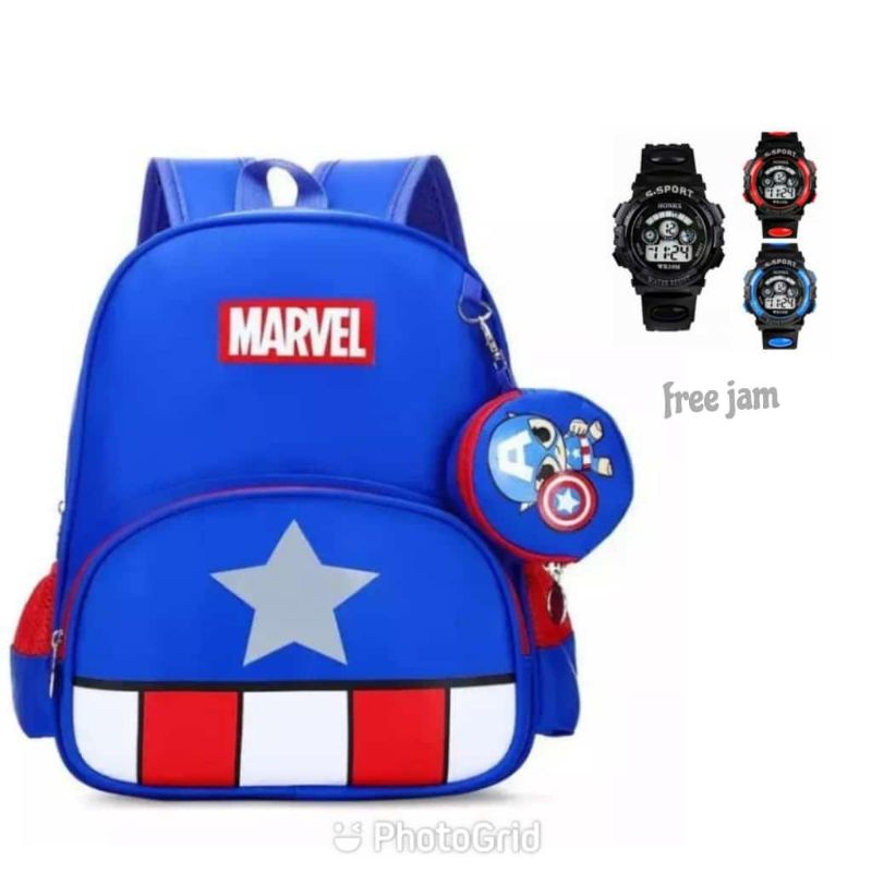 Tas Ransel anak sekolah Tk/Sd/ Free jam tangan anak Gshock