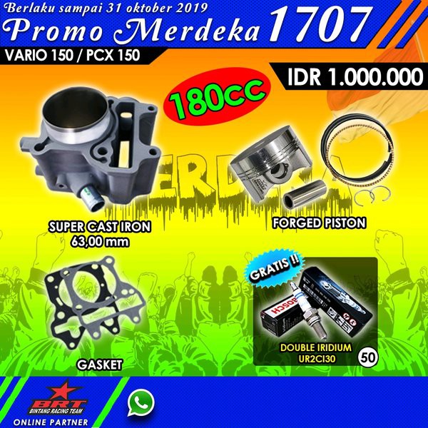 Solusi Paket Bore Up BRT Honda Vario 150 Cast Iron 63mm Limited