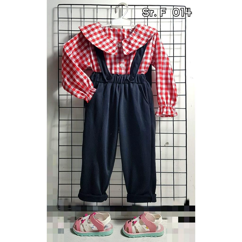 SETELAN ANAK PEREMPUAN/KEMEJA JUMPSUIT/MOTIF KEMEJA KOTAK KOTAK/CELANA JUMPSUIT/UNTUK USIA 3 TAHUN- 8 TAHUN/BISA COD