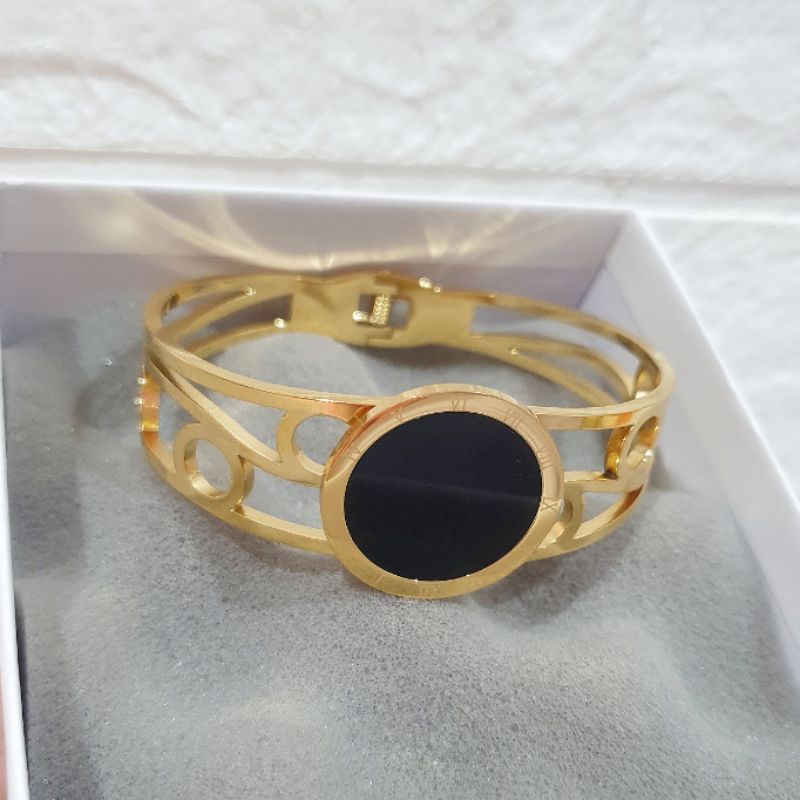 Gelang Titanium Gold Premium Anti Karat Anti Alergi Gelang Stainless steel Branded Band 102