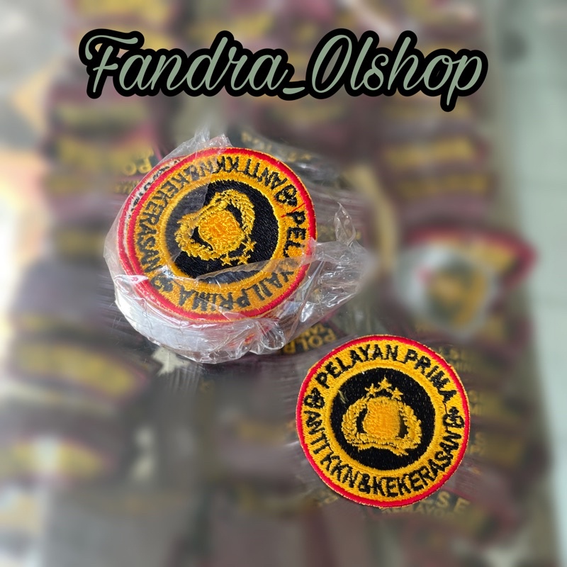 Badge Bordiran Logo POLRI / POLISI Pelayan Prima Anti KKN dan Kekerasan. Kualitas Terbaik 