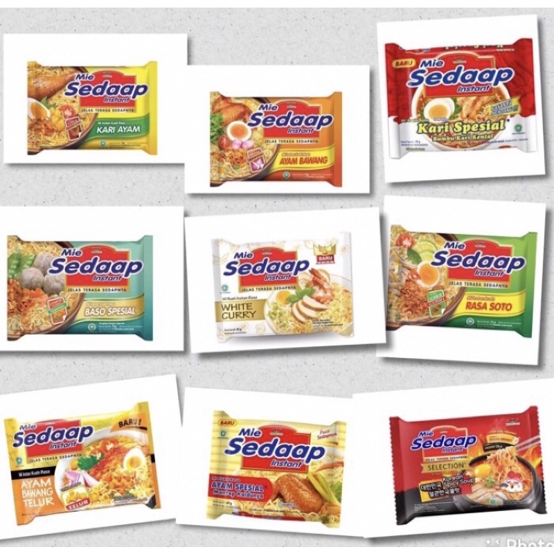 

Mie sedaap goreng / kari spesial / soto / korean spicy chicken