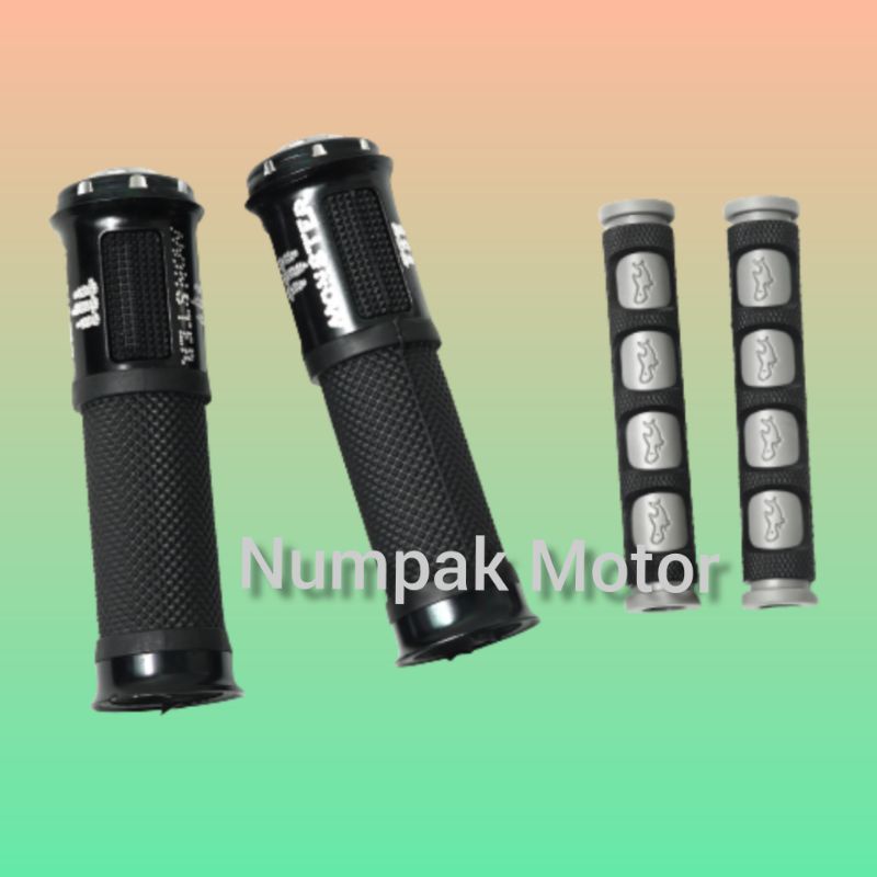 Aksesoris Motor Handgrip Grip Monster Bintik/Kare Gas Motor Variasi Free Karet Handle Rem-Hitam