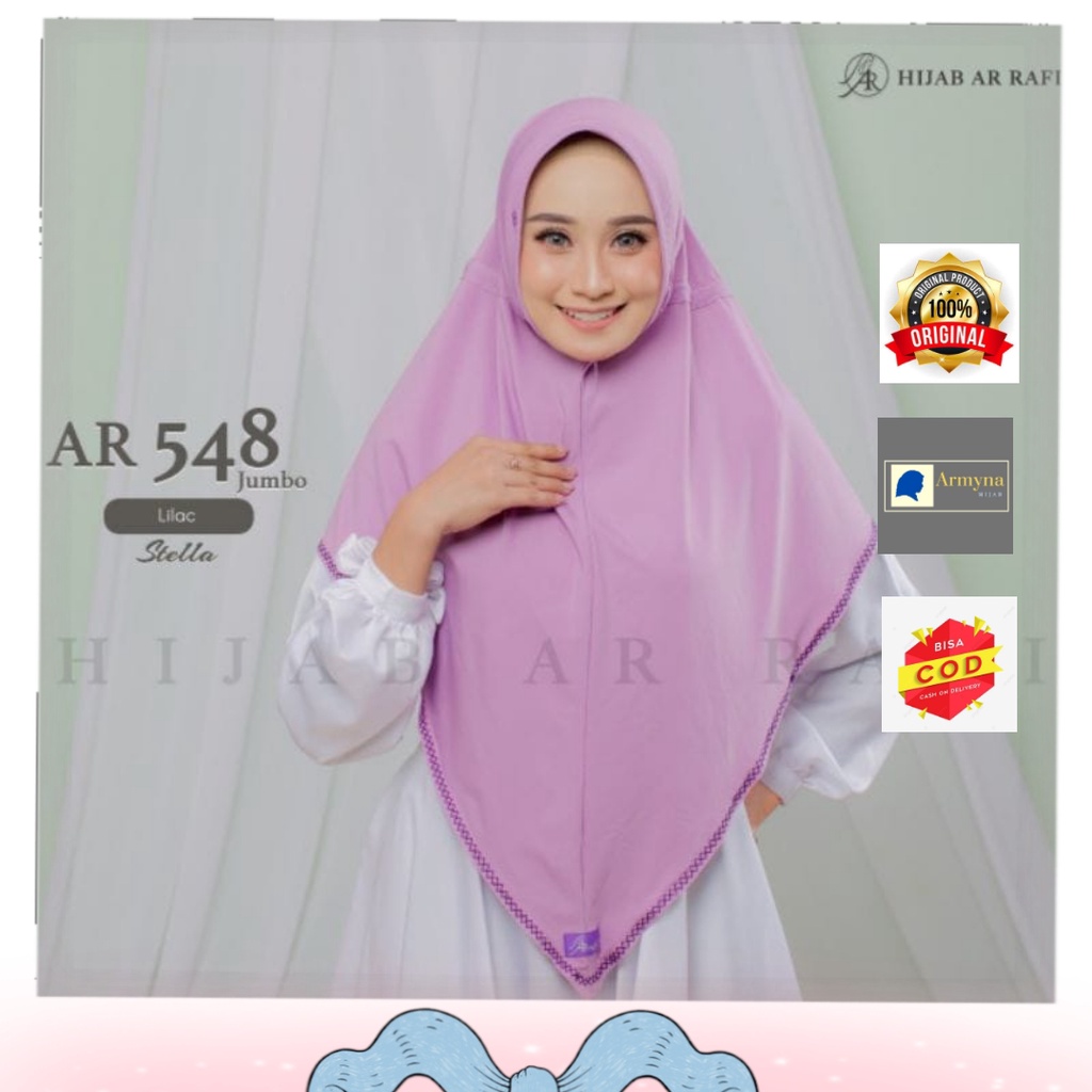 Jilbab Instan Bergo ARRAFI AR 548 Jumbo Syari Stella Premium Serut Tali Pet Antem Polos Daily Origin