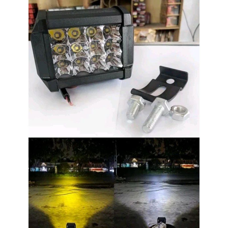 COD MYTH Lampu Tembak 12/24 volt Sorot CWL 12 mata LED 2 warna PUTIH KUNING 3 mode