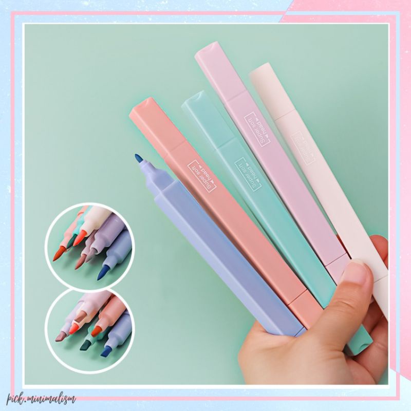 

[[SATUAN]] Stabilo Highlighter Soft Pastel 2in1 2 Sisi Double Side Two head Spidol Warna