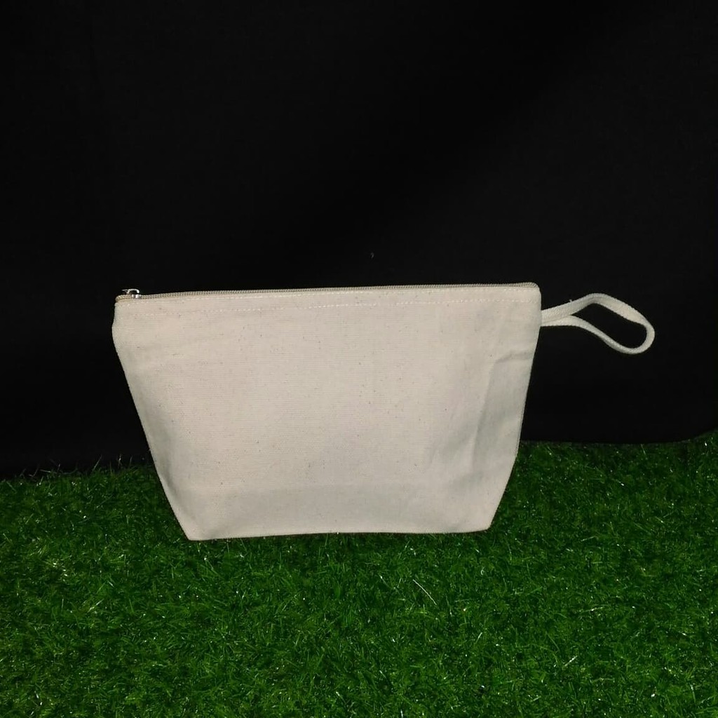 pouch/dompet kanvas polosan serbaguna