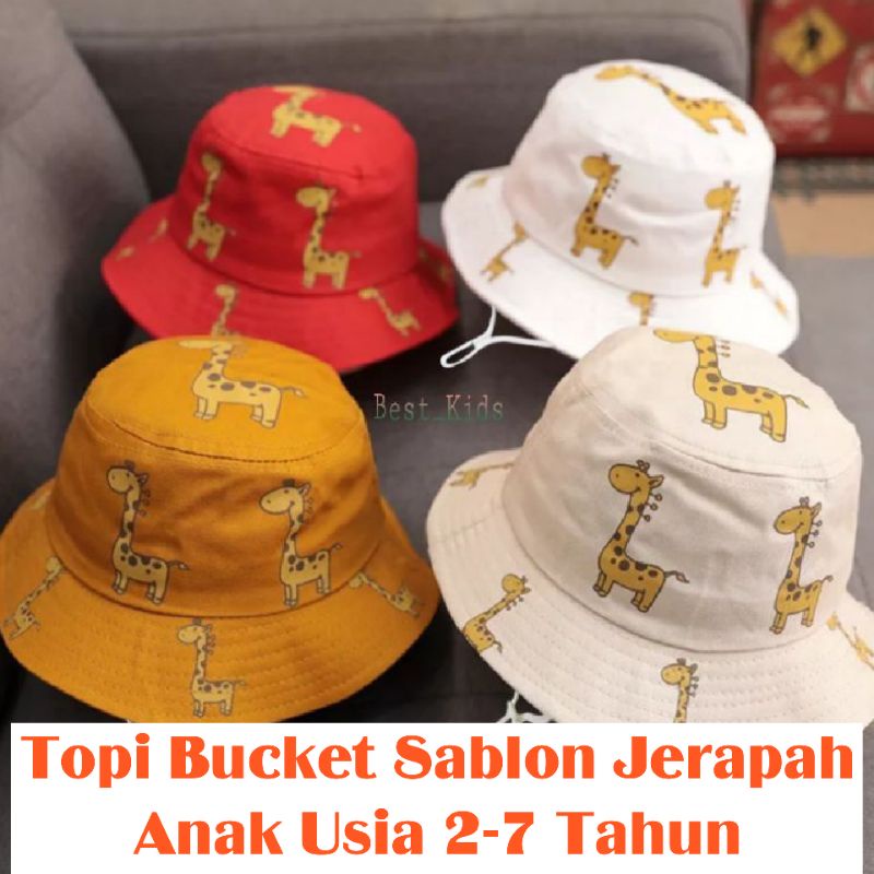 Topi Bucket Anak Sablon Jerapah Bisa Request Nama Topi Bucket Anak Costum Nama