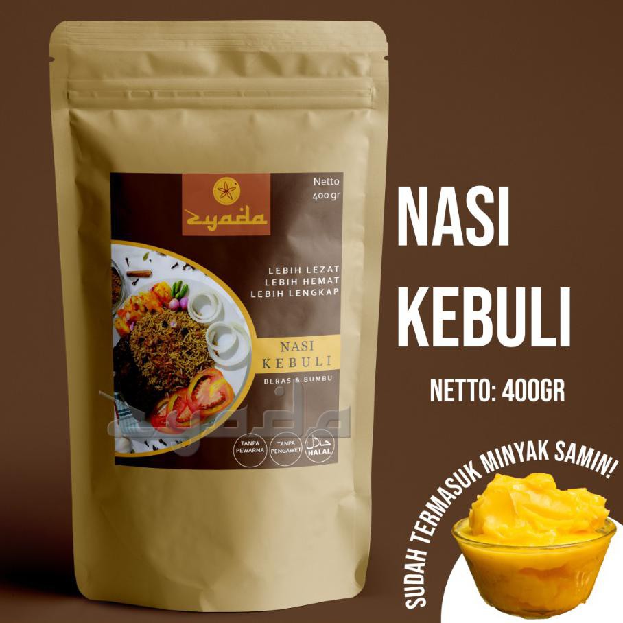 

New Produk Nasi Kebuli Instan Zyada 400Gr (4-5 Porsi) Beras Bumbu Kebuli Minyak Samin