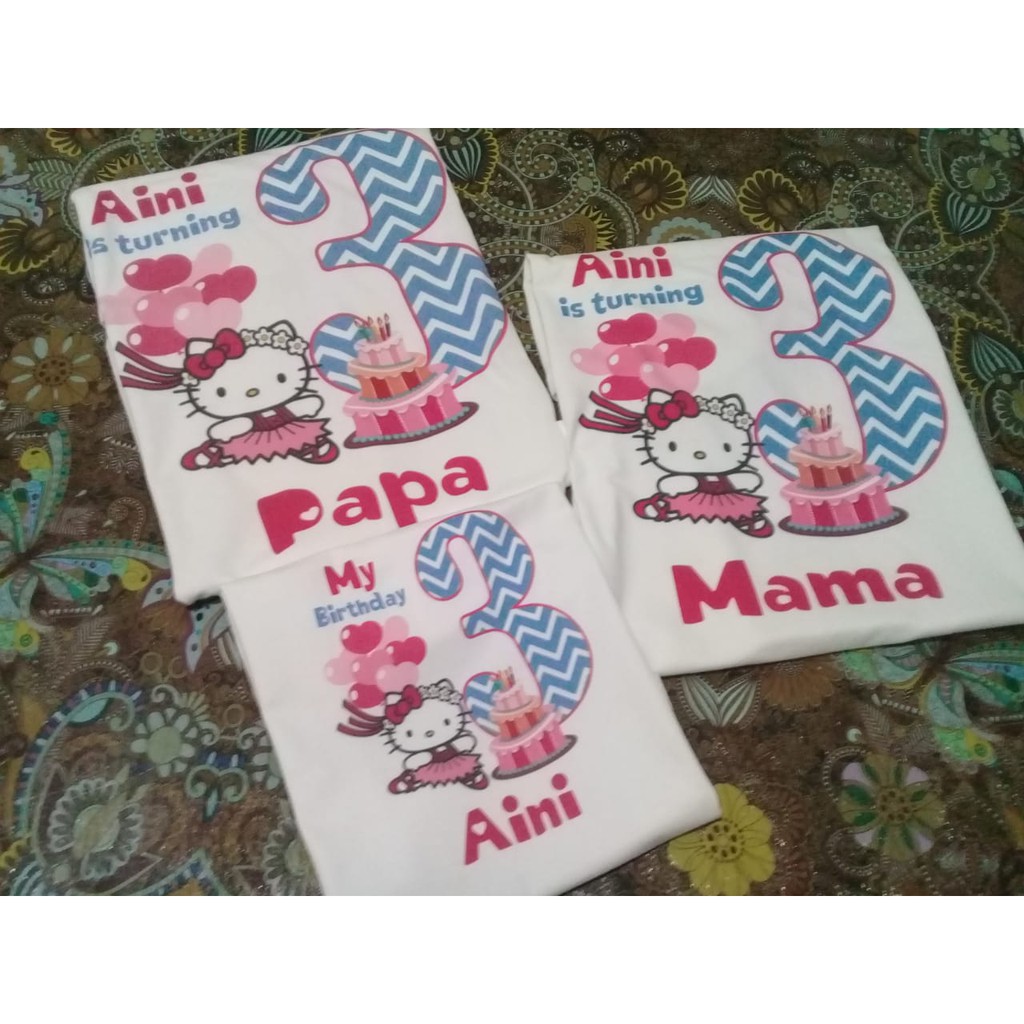 Kaos Hello Kitty Ultah Anak | kaos Family | kaos Couple Ultah