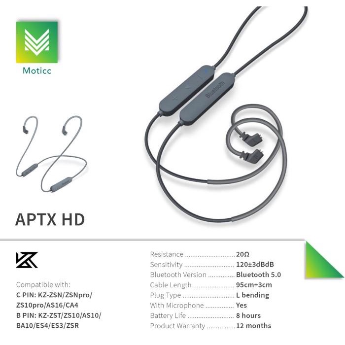 KZ APTX HD Bluetooth 5.0 Module Earphone Upgrade Cable