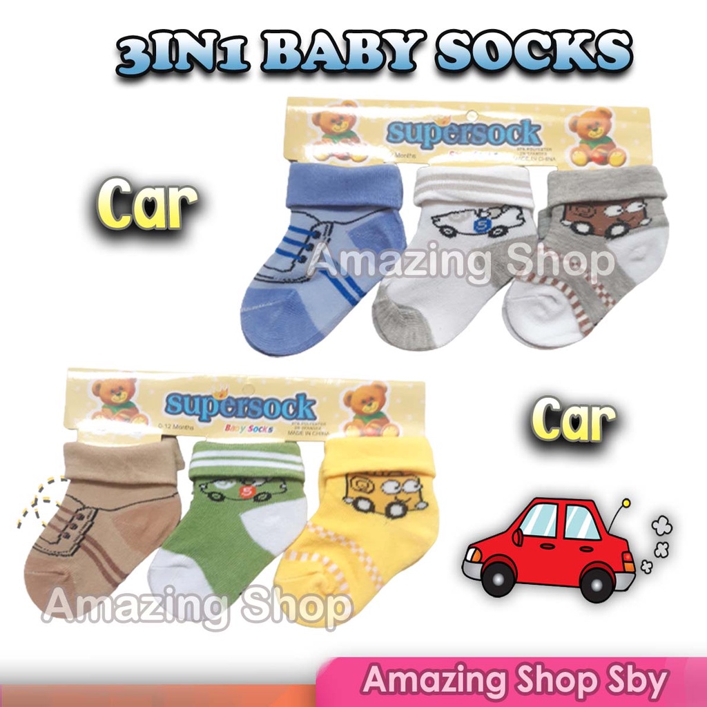 Kaos Kaki Anak Bayi 3in1 Kids Sock Newborn Cute Amazing Shop SBY