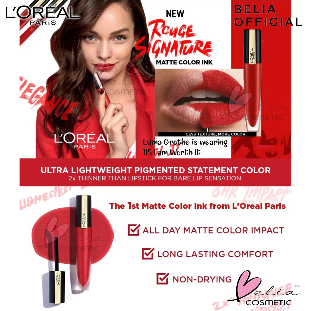 ❤ BELIA ❤ L'Oreal Rouge Signature Matte Liquid Lipstick 7 ml | Mate Colored Lip Ink LOREAL (Part 1)