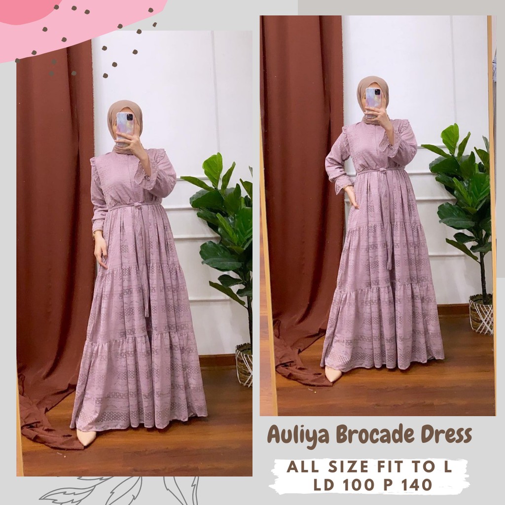 AULIYA BROCADE DRESS/DRESS BROCADE LILAC/DRESS LILAC/GAMIS BROCADE/GAMIS BRUKAT/GAMIS KONDANGAN