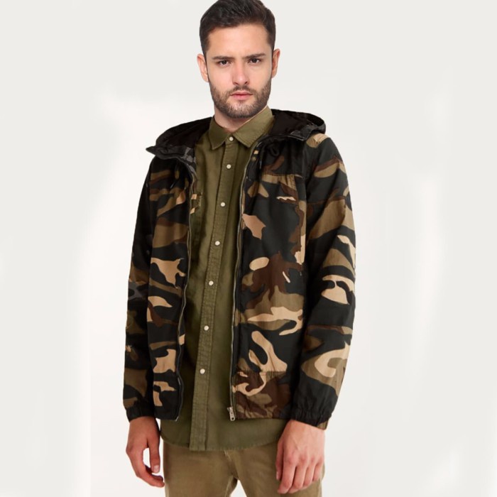 FASHION PRIA OUTERWEAR PRIA JFASHION JAKET PARKA PRIA DEWASA CORAK ARMY - JAKOB