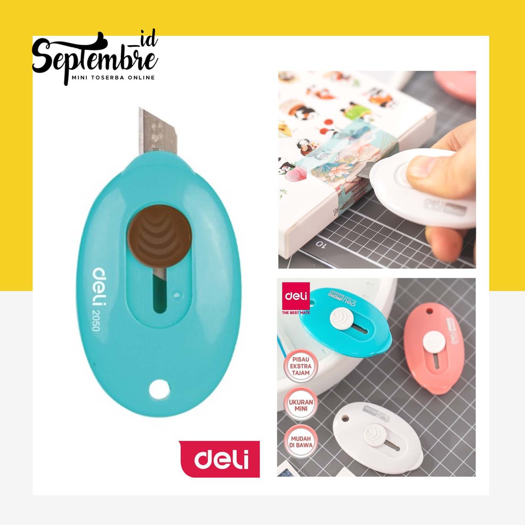 

Deli Mini Cutter Cutter Mini Deli Cutter Portable Pemotong Kertas Paper Cutter - Biru