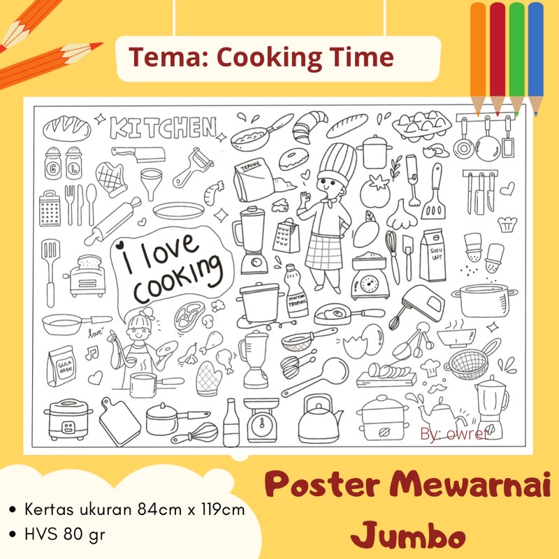 Kertas Mewarnai Jumbo, Giant Colouring Sheet, Mainan Edukasi Anak, Kertas Mewarnai Besar