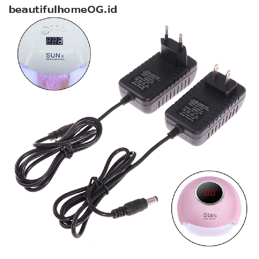 Power Supply Adapter Charger 24W UV LED DC 12V 2A Untuk Alat Nail Art