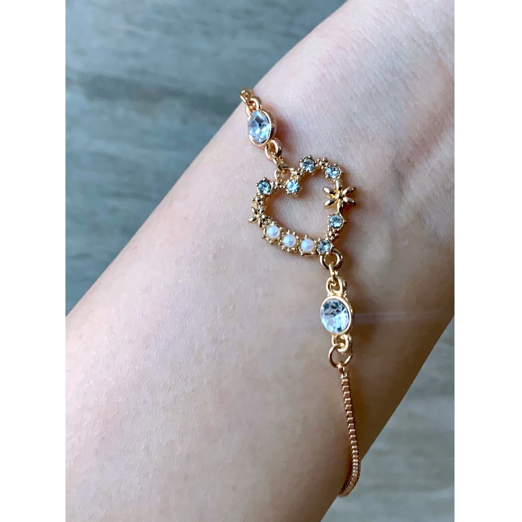 Gelang Serut titanium emas wanita berlian fashion wanita korea gelang tangan mutiara rantai Xuping bracelet aksesoris-#6