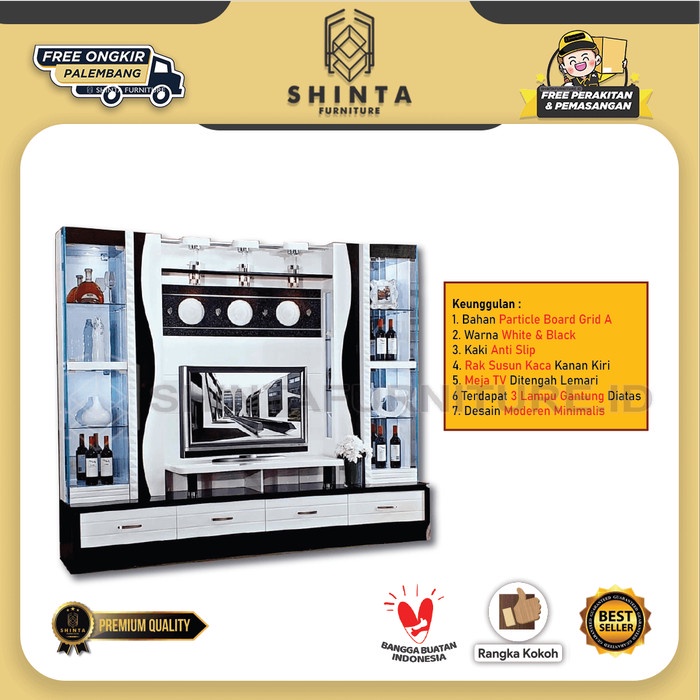 Lemari Partisi Mewah Lemari Hias Ruang Tamu Dengan Lampu Gantung