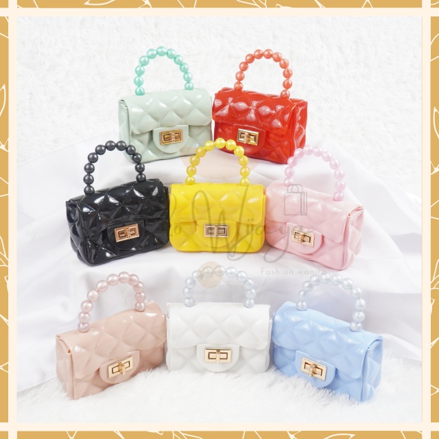 Tas Jelly Glossy Mini Pearl Warna | Tas Glossy Mutiara Warna