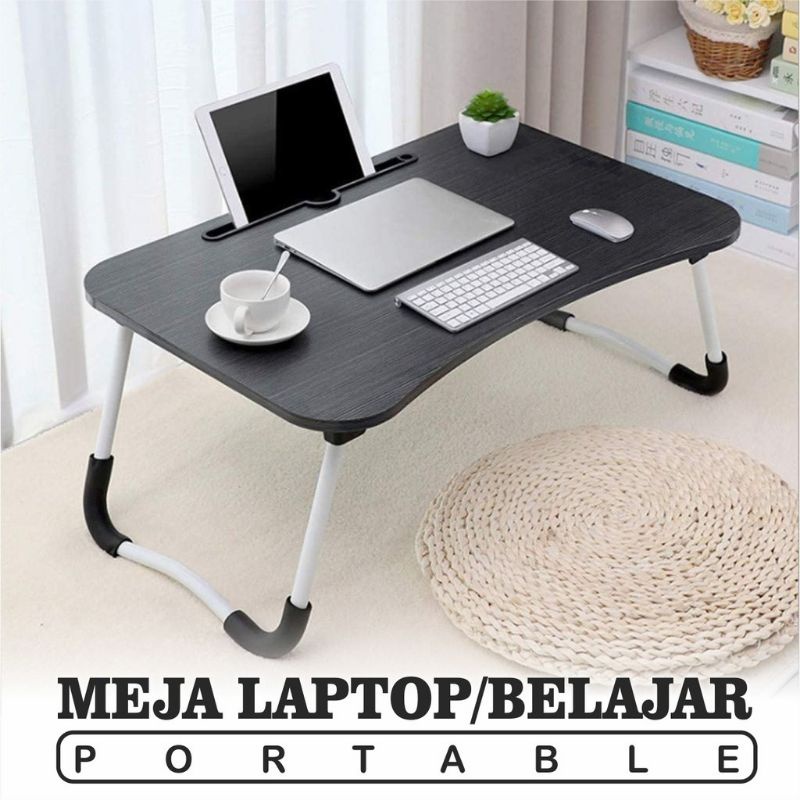 MEJA LIPAT LAPTOP BELAJAR PSBB WFH WARNA POLOS SERBAGUNA MEJA LIPAT PORTABLE