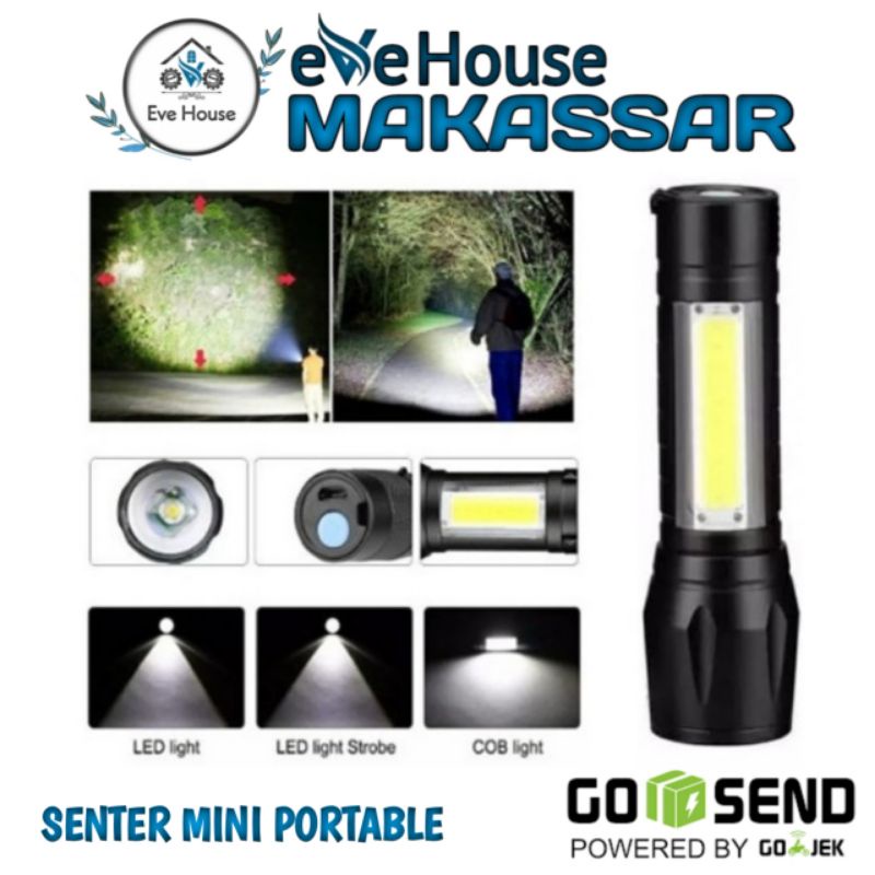 Makassar V140 Senter mini portable XPE COB LED Rechargeable USB