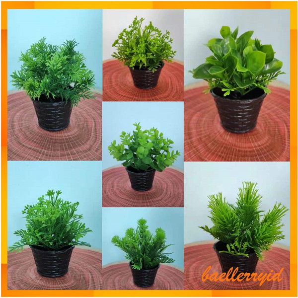 Bonsai Mini Bonsai Plastik Dekorasi Bunga Plastik Bunga Rumput