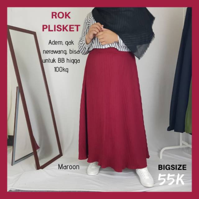 ROK PLISKET JUMBO / BIGSIZE - PREMIUM XXXL 100KG - REMPEL PLEATED FLARE SKIRT MAYUNG