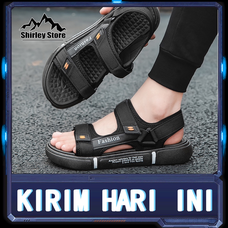 [ COD + Kirim Hari ini ] Sandal Gunung Pria/Sandal Pria/Sandal Pria Terbaru/Sandal Pria Casual/Sandal Pria Dewasa/Outdoor Sandal Pria/Sandal Kulit Pria/Sandal Pria Kekinian/Karet Impor Berkualitas Tinggi Asli Yang Dapat Disesuaikan Tali Yang Dapat Dilepas