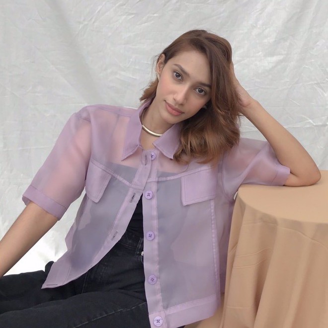 kailla organza top in lilac/kemeja organza(sold out)