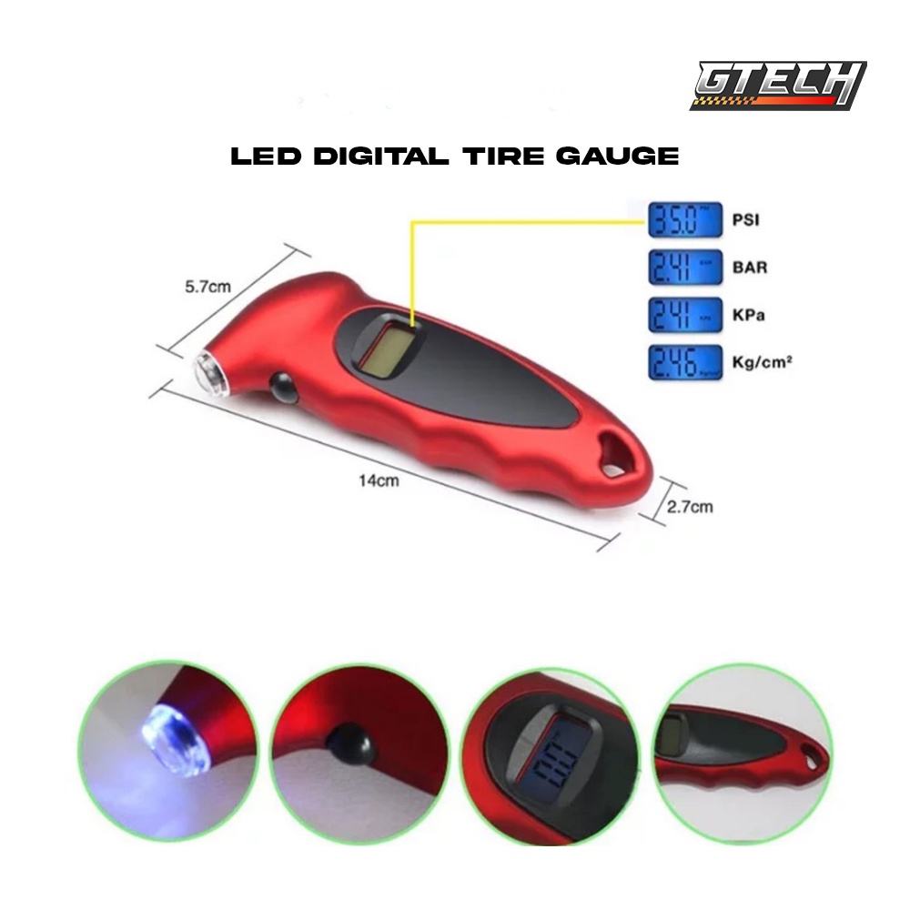 Alat Pengukur Tekanan Angin Ban Mobil Motor Sepeda Digital Pressure Gauge