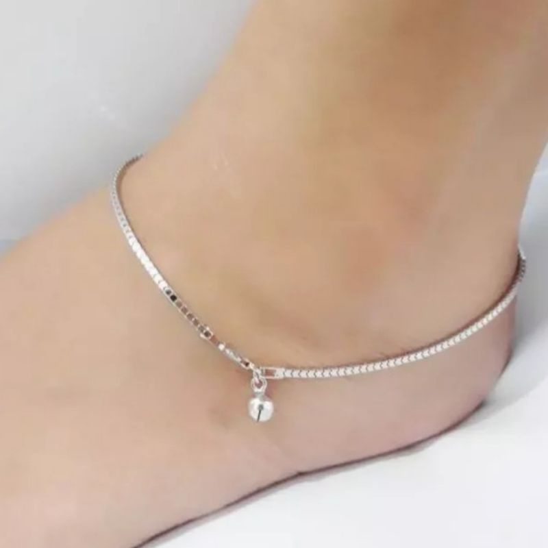 Gelang Kaki Italy Titanium Silver Model Korea Anti Luntur