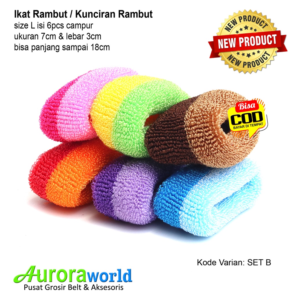 AURORAWORLD 6 PCS IKAT RAMBUT / KUNCIRAN RAMBUT WARNA CAMPUR  KUALITAS SUPER BAHAN LEMBUT