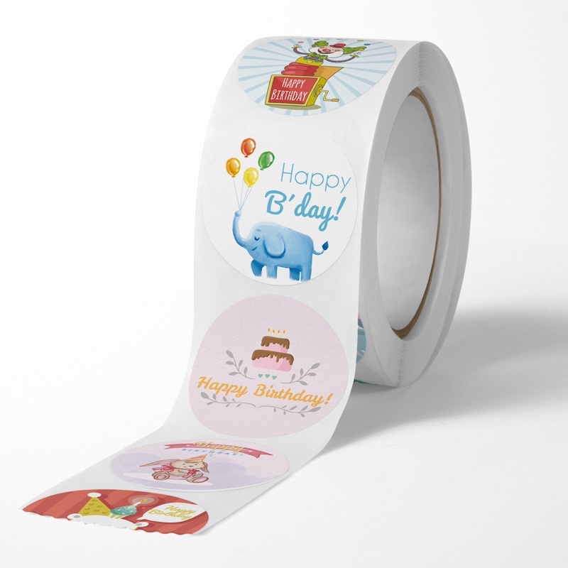 [500Pcs/Roll] Sticker Label Happy Birthday Packaging Stiker Ulang Tahun