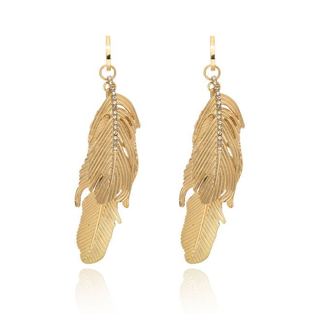 LRC Anting Tusuk Fashion Gold Multi-layered Leaf Alloy Stud Earrings F5747X