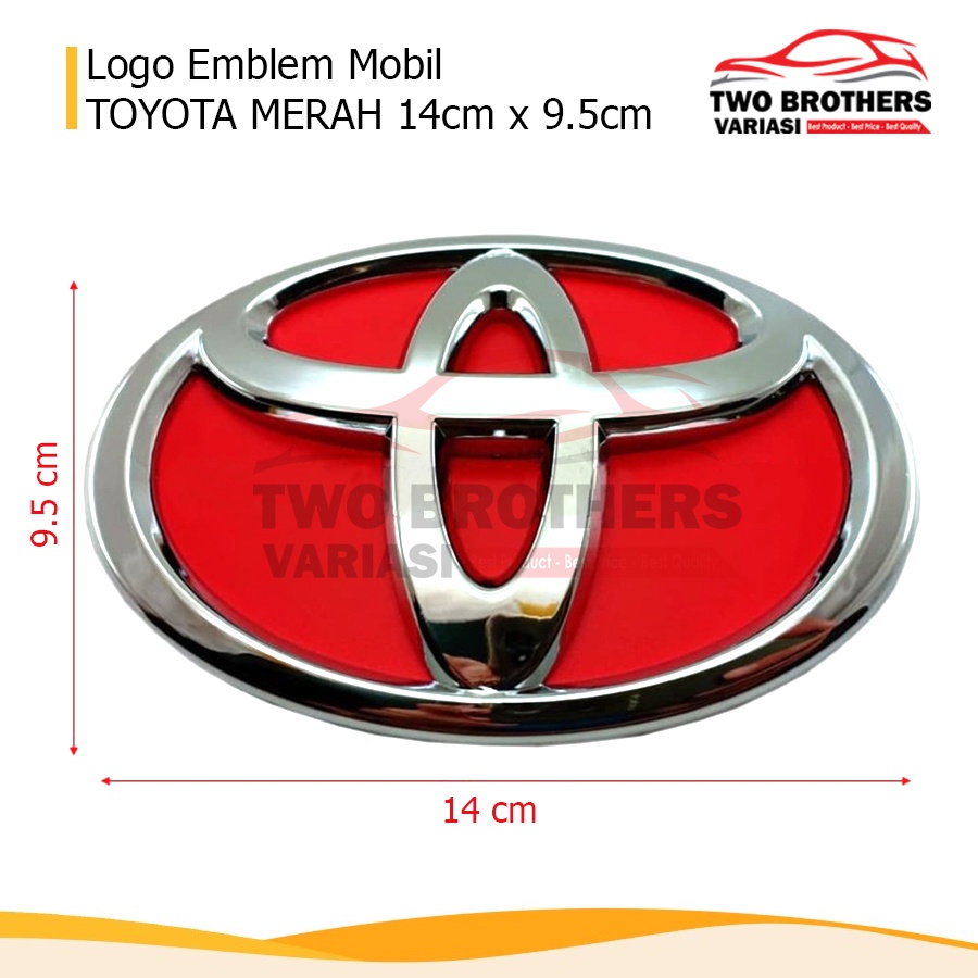 Logo Emblem Mobil TOYOTA MERAH 14CM x 9,5CM