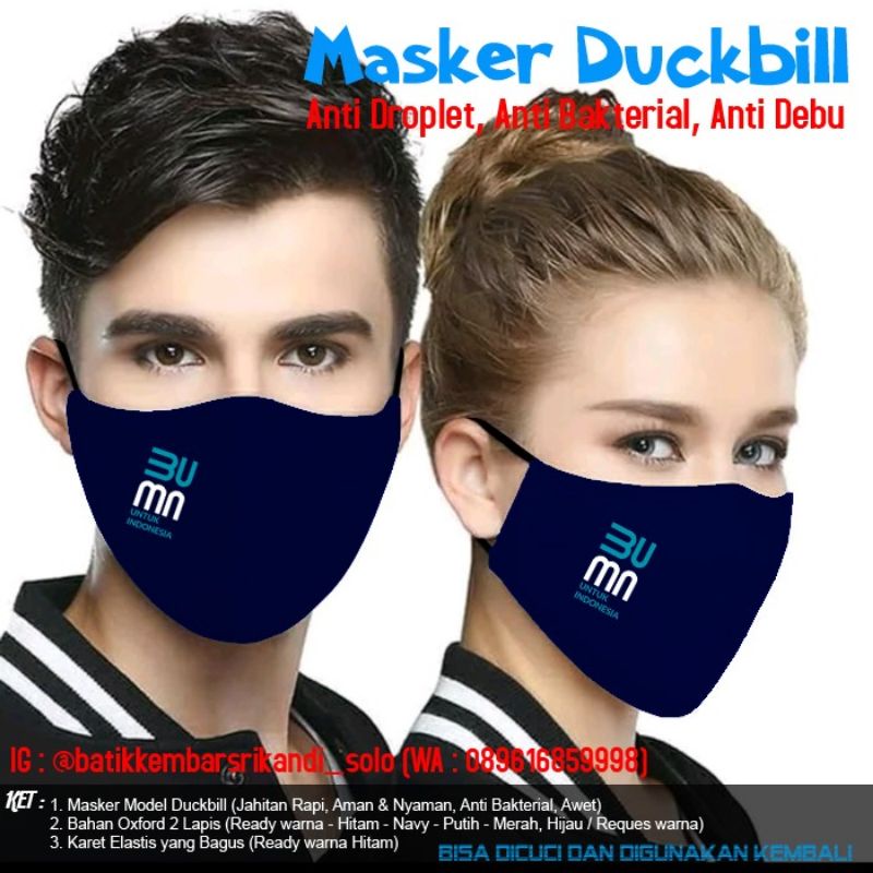 Masker Bordir Oxford BUMN Grosir Barang Berkwalitas Nyaman Dipakai Aman Murah