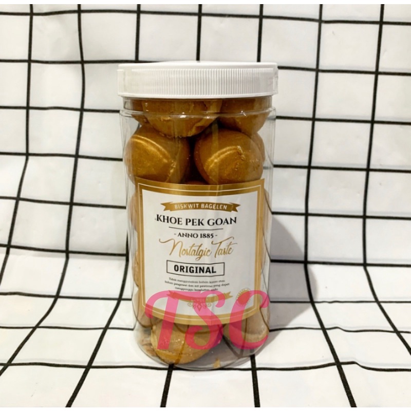 

Bagelen Khoe Pek Goan Toples 200gr Biskuit Kering Khoe Pek Goan rasa Original