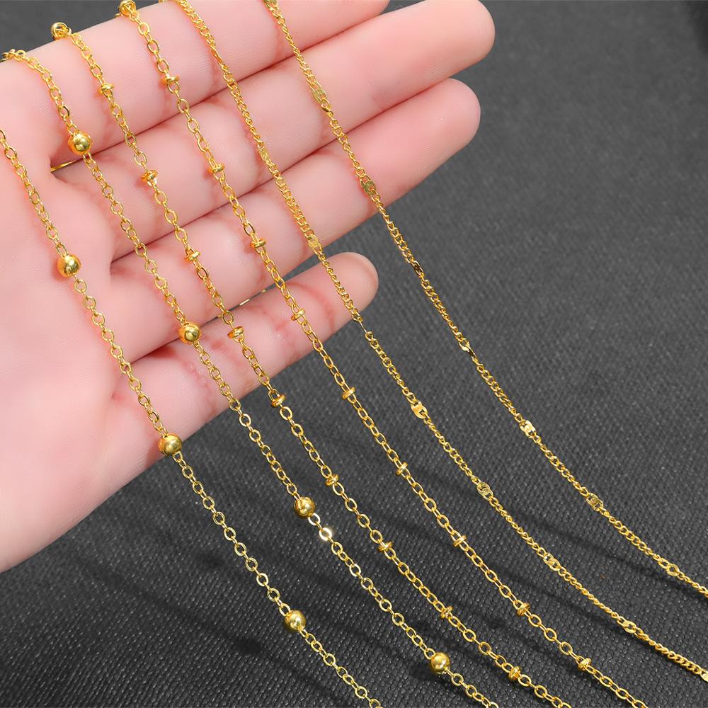 Rantai Manik-Manik Besi Handmade Panjang 5m Untuk Membuat Perhiasan Kalung / Gelang Kaki Diy