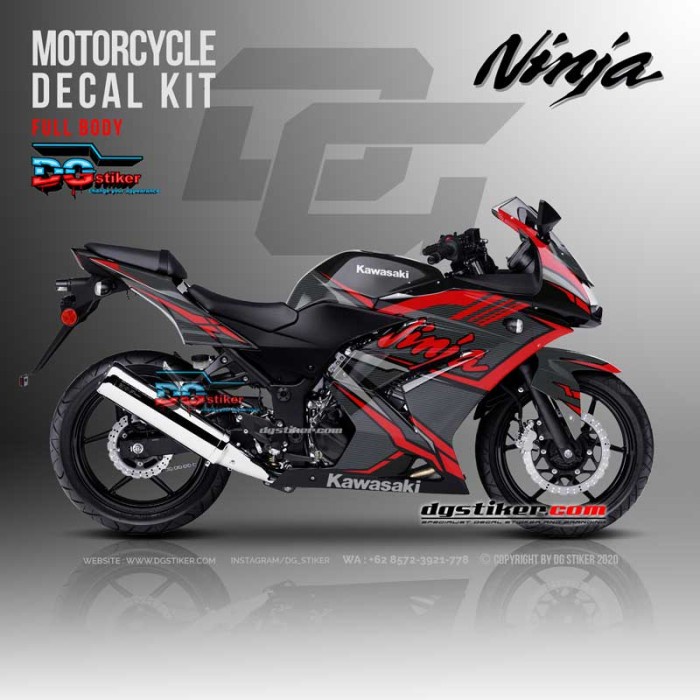 Decal Striping Ninja 250 Karbu Hitam Carbon DG Stiker
