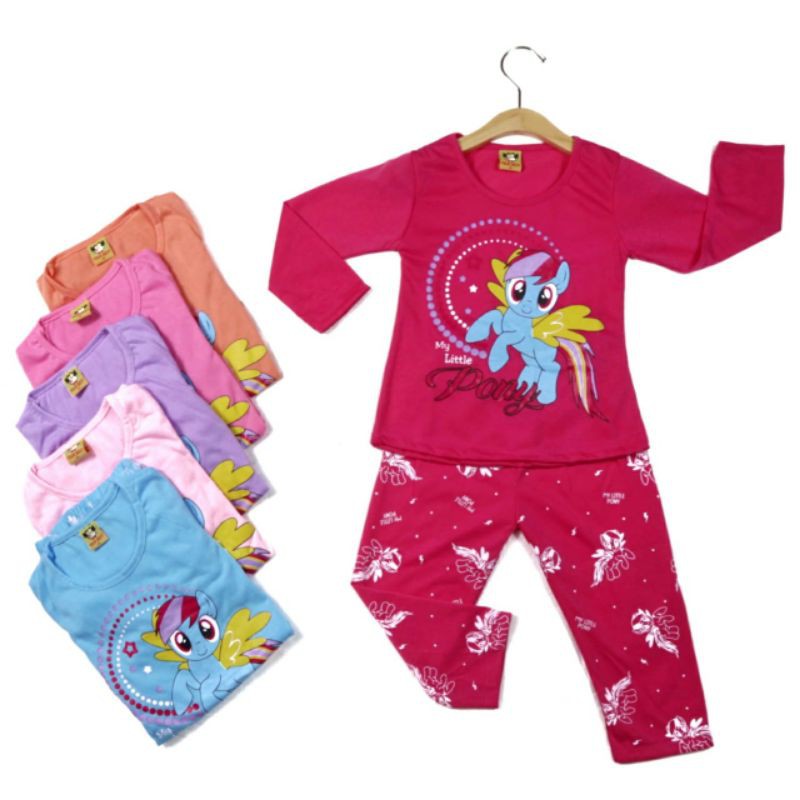 SETELAN BAJU ANAK PEREMPUAN SIKUNING MOTIF LITTLE PONY 2-6 TAHUN NEW